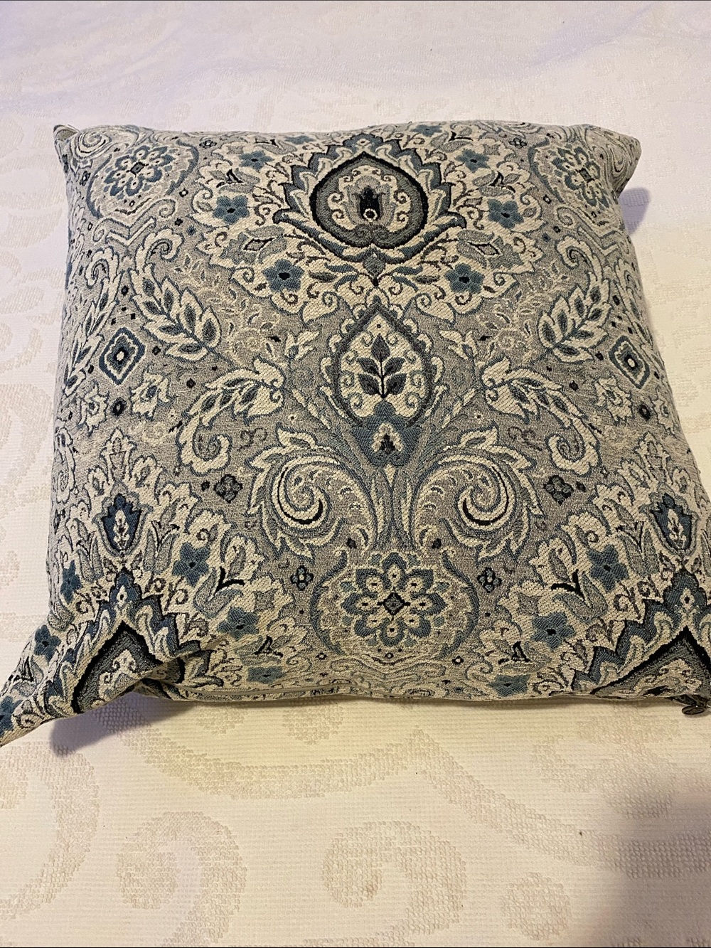 Pier 1 Blue and Gray Paisley Jacquard Accent Pillow
